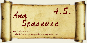 Ana Stašević vizit kartica